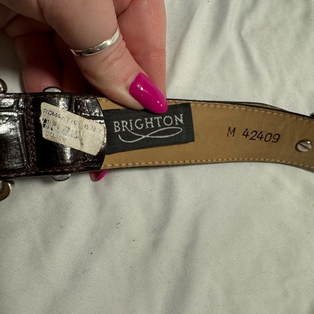 Brighton Romantic Heart Vintage 42409 Women’s Belt Brown Croc Leather 1995 VTG - Picture 9 of 13